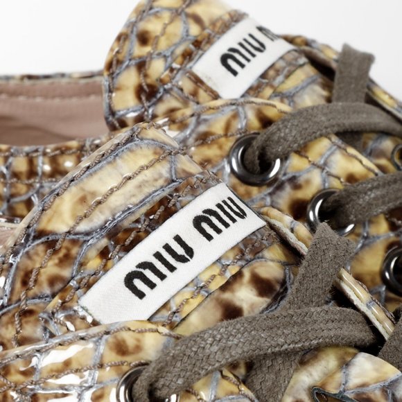 Miu Miu Snakeskin Print Low-Top Sneakers - Picture 9 of 12